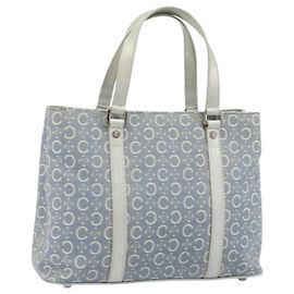 Céline CELINE C Macadam Canvas Handtasche Hellblau Silber Auth BA11640 Silber Hellblau
