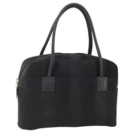 Saint Laurent Borsa Tote Cassandra in tela nera e argento Auth YKZ573A Nero Argento