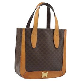 Céline Sac à main en toile Macadam CELINE en cuir PVC marron doré Auth BSZ508 Marron Doré