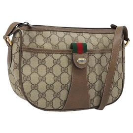 Sac Sherry Line GG Supreme Web de GUCCI en PVC beige et or 89 02 032 Auth LNZ714 Beige Doré