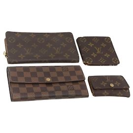 LOUIS VUITTON Monogram Damier Ebene Wallet 4 Set LV Auth gh1956 Monogram