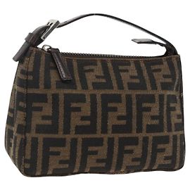FENDI Zucca Canvas Handtasche Schwarz Braun Auth gh1990 Braun Schwarz