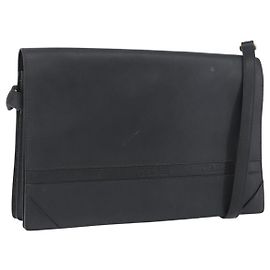 Céline Bolsa de Ombro de Couro Preta e Dourada Auth LNZ656 Preto Dourado