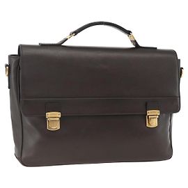 Bolsa de mão Salvatore Ferragamo em couro marrom dourado Auth ka3448 Marrom Dourado