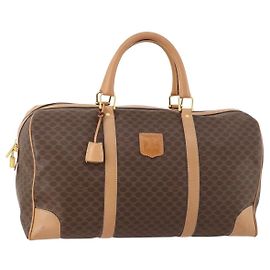 Céline Sac Boston en toile Macadam CELINE en cuir PVC marron doré Auth ep13807 Marron Doré