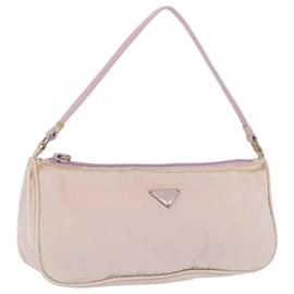 PRADA Accessory Pouch Nylon Pink Silver Auth AMZ342 Silvery Pink