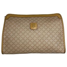 Céline Pochette en cuir monogramme Triomphe Celine Paris vintage beige marron Beige