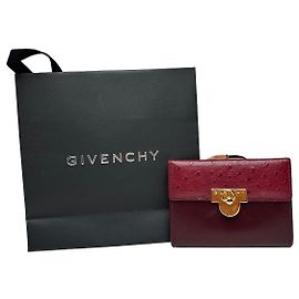 Vintage Givenchy Ostrich / Leather Card Holder Purple Purple