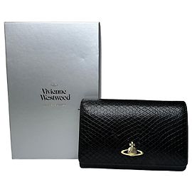 Vintage Vivienne Westwood Snake Emblossed Leather Wallet Black Black