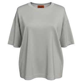 Pull en maille à col rond à manches courtes en argent métallisé Missoni Argenté