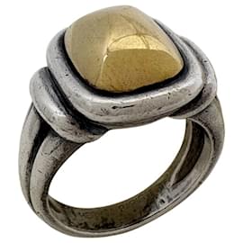 Anello Quadrato Hermès Oro e Argento Metallo Argento D'oro