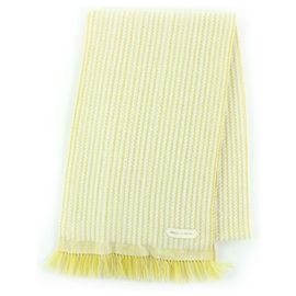 Hermès 100% Kaschmir Wellen-Doppelseitiger Strickschal Gelb