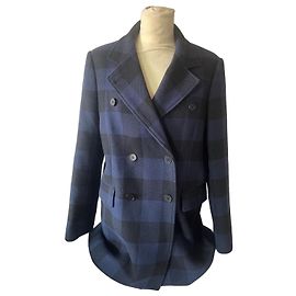 Casaco Maje xadrez azul e preto Preto Azul
