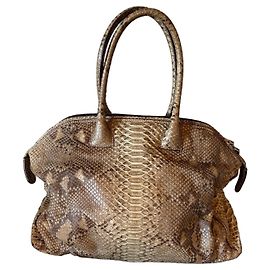 Bolso Zagliani de pitón beige gris Beige Gris