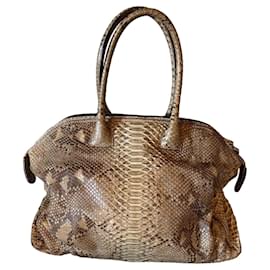 Sac à main Zagliani en python beige gris Beige Gris