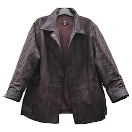 Fendi Monogram Leather Parka Jacket Brown Other