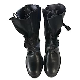 Black leather boots Y's Black