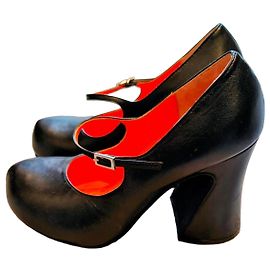 Marni Black leather Mary Jane pumps Black