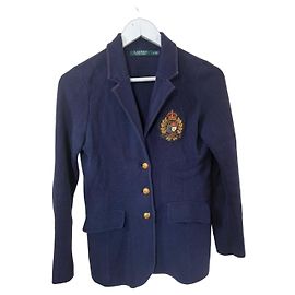 Ralph Lauren Blazer blu navy in cotone con patch Blu navy