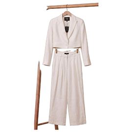 Maje Completo giacca corta e pantaloni larghi bianchi Bianco