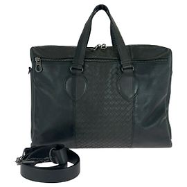 Bottega Veneta Intrecciato Leather 2way Briefcase Black