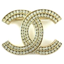 Chanel Gold Coco Mark Strass Brosche Golden