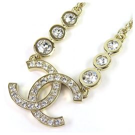 Colar de corrente com strass Coco Mark B25S da Chanel Dourado