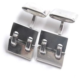 Hermès HERMES Vintage Sterling Silver Cufflinks Silvery