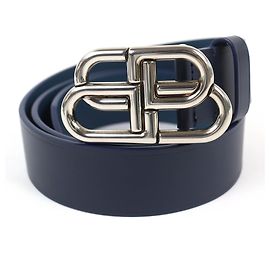 Balenciaga Navy Leather Belt Navy blue