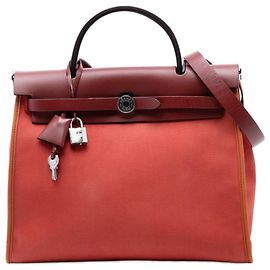 Hermès Arancione Toile Herbag Zip 31 Altro Arancione Bordò