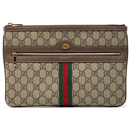 Clutch Ophidia em GG Supreme bege com web Gucci Bege