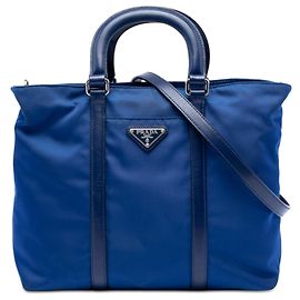 Sac à main en tessuto Prada bleu avec garniture en vitello Bleu