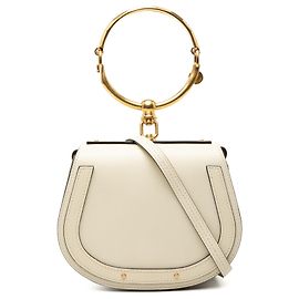 Bolsa de pulso Nile pequena em couro branco Chloé Branco