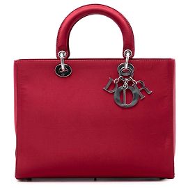 Dior Rot Große Satin Lady Dior Rot