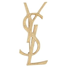 NEUE SAINT LAURENT BROSCHE 748486 CASSANDRE MONOGRAMM YSL ECORCE BROSCHE Golden