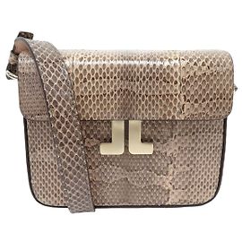 NOVO SACO DE MÃO LANVIN JL MINI LW-BGRJ05 COURO DE SERPENTE COM ALÇA Bege