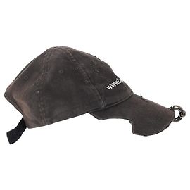 Balenciaga Piercing Distressed Baseball Cap in Black Cotton Black