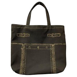 Yves Saint Laurent Rive Gauche Canvas Tote Bag Brown Dark brown