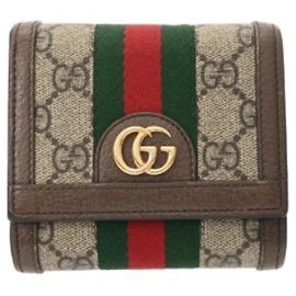 Billetera compacta Gucci Ophidia GG en beige ébano Beige