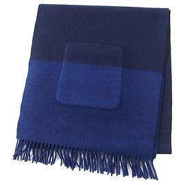 Stola in cashmere e seta blu e navy di Hermès Blu Blu navy