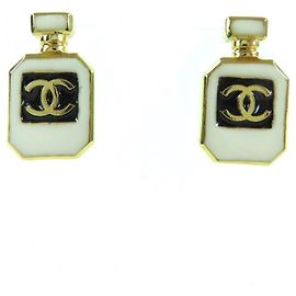 Boucles d'oreilles en forme de flacon de parfum Chanel C25C Coco Mark Doré