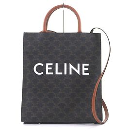 Céline Celine Dark Brown Canvas Leather Tote Bag Dark brown