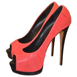 Giuseppe Zanotti Red Open Toe Heels Size 39 IT Black Red