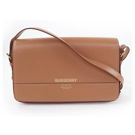 Bolsa de ombro em couro com logo Grace da Burberry Marrom