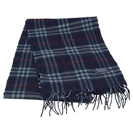 Burberrys Nova Check Scarf Wool Navy Auth am10994 Navy blue