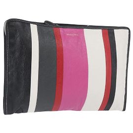 BALENCIAGA Clutch Bag Leather Multicolor Silver 443658 Auth ka3360 Silvery Multiple colors