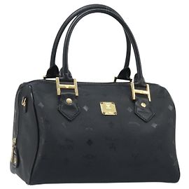 Borsa MCM Logogram Vicetos PVC Nero Oro Auth BA11589 Nero D'oro