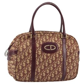 Sac à main en toile Trotter Christian Dior Rouge Or Auth ep13938 Rouge Doré