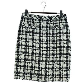 Saia CHANEL Tweed 36 Preto Branco CC Auth am11048V Preto Branco