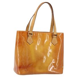 LOUIS VUITTON Sac à main Monogram Vernis Houston Beige M91004 LV Auth LNZ785 Beige